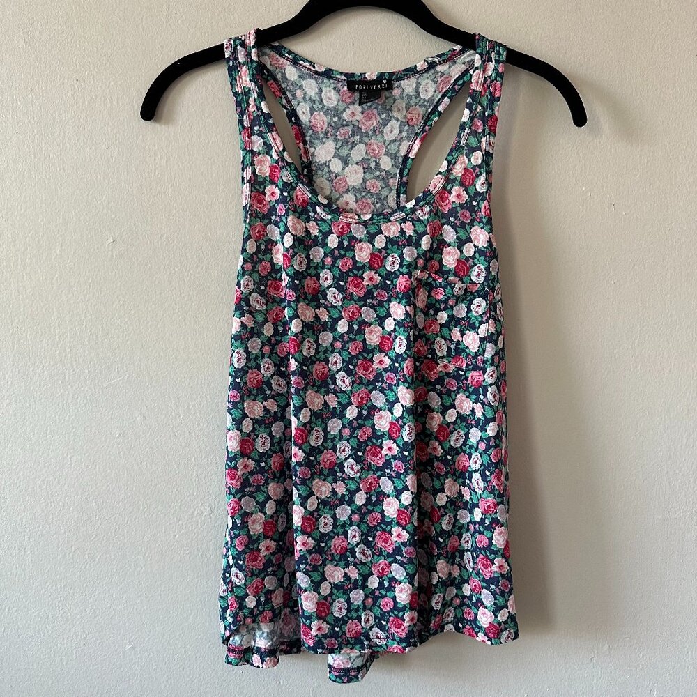 Forever 21 Floral Racerback Tank Top